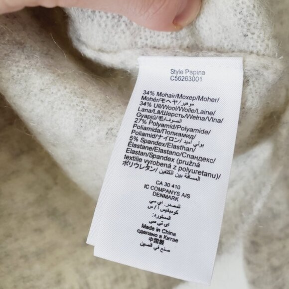 In Wear Denmark Mohair Knit Heathered Grey Wide Neck Minimalist Cozy Sweater L - Picture 7 of 8